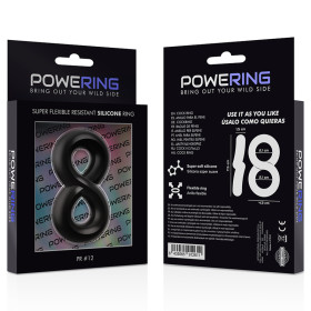 POWERING - ANNEAU PÉNIS ET TESTICULES SUPER FLEXIBLE ET RÉSISTANT PR12 NOIR