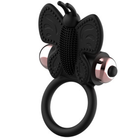 COQUETTE TOYS - COCKRING PAPILLON AVEC VIBRATEUR NOIR/ OR