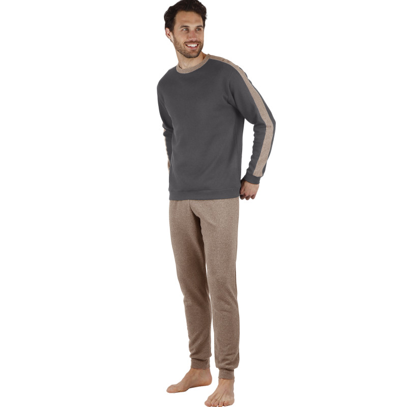 Pyjama tenue d'intérieur pantalon et haut manches longues Solid