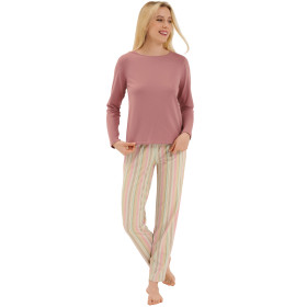 Pyjama tenue d'intérieur pantalon top manches longues Maxine