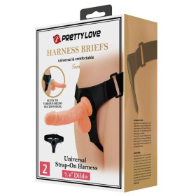 PRETTY LOVE - HARNAIS SLIPS HARNAIS UNIVERSEL AVEC GODE TOM 20 CM NATUREL