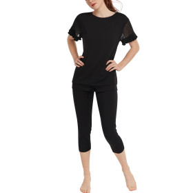 Pyjama tenue d'intérieur leggings top manches courtes Smooth