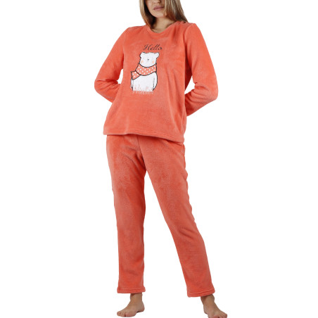 Pyjama polaire tenue pantalon top manches longues Hello Winter