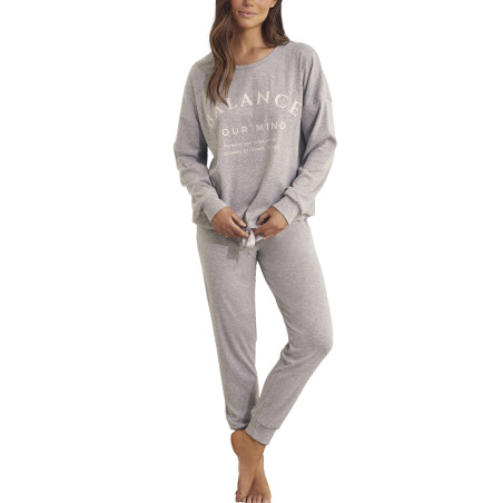 Pyjama tenue d'intérieur pantalon top manches longues Cotton