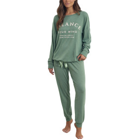 Pyjama tenue d'intérieur pantalon top manches longues Cotton