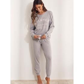 Pyjama tenue d'intérieur pantalon top manches longues Cotton