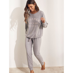 Pyjama tenue d'intérieur pantalon top manches longues Cotton