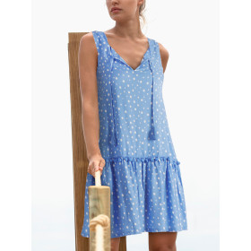 Robe estivale sans manches Small Irregular Dots bleu