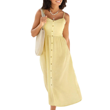 Robe estivale longue Leinen jaune