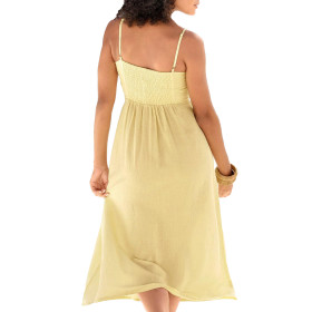 Robe estivale longue Leinen jaune