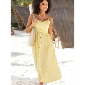 Robe estivale longue Leinen jaune