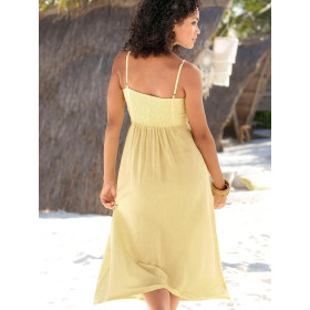 Robe estivale longue Leinen jaune