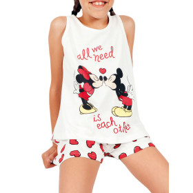 Pyjama fille short débardeur Love Mouse Disney ivoire