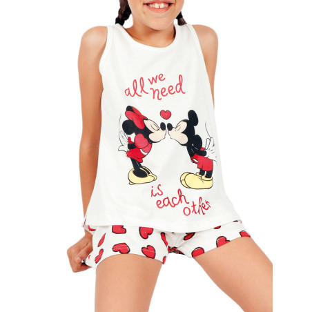 Pyjama fille short débardeur Love Mouse Disney ivoire