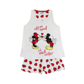 Pyjama fille short débardeur Love Mouse Disney ivoire