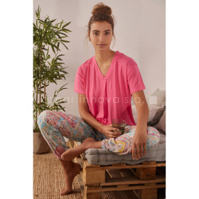 Pyjama pantalon t-shirt Colored Diamonds rose