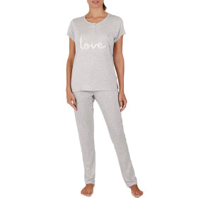 Pyjama pantalon t-shirt tenue d'intérieur Love Pucker gris