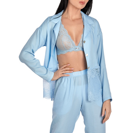 Haut pyjama manches longues Forget-Me-Not bleu ciel