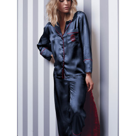 Pyjama satin tenue d'intérieur chemise et pantalon Classic