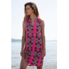 Robe estivale sans manches Art Deco fuchsia