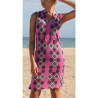 Robe estivale sans manches Art Deco fuchsia