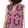 Robe estivale sans manches Art Deco fuchsia