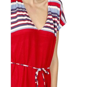 Robe estivale manches courtes Elegant Stripes rouge