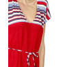 Robe estivale manches courtes Elegant Stripes rouge