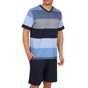 Tenue d'intérieur pyjama short t-shirt Stay Stripes bleu