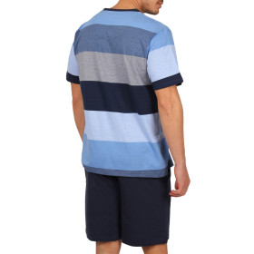 Tenue d'intérieur pyjama short t-shirt Stay Stripes bleu