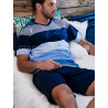 Tenue d'intérieur pyjama short t-shirt Stay Stripes bleu