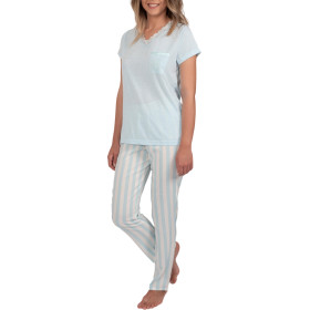 Tenue d'intérieur pyjama pantalon t-shirt Classic Stripes bleu