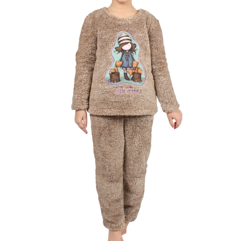 Pyjama manches longues pantalon Corel The Foxes marron