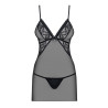 OBSESSIVE 837-CHE CHEMISE AND THONG BLACK