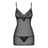 OBSESSIVE 852-CHE CHEMISE AND THONG BLACK