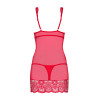 OBSESSIVE 853-CHE CHEMISE AND THONG RED