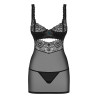 OBSESSIVE 867-CHE CHEMISE AND THONG BLACK