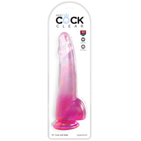 KING COCK - CLEAR GODE  TESTICULES 19 CM ROSE