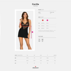 OBSESSIVE CECILLA CHEMISE AND THONG BLACK