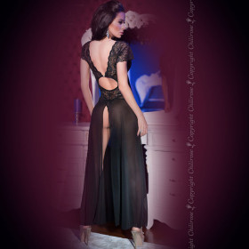 GOWN AND THONG CR-4167 BLACK