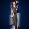 LONG GOWN AND THONG CR-4215 BLACK AND BLUE