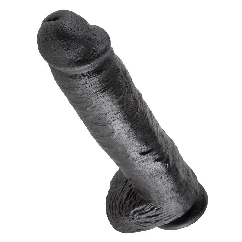 KING COCK - 11 GODE NOIR AVEC BOULES 28 CM