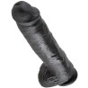 KING COCK - 11 GODE NOIR AVEC BOULES 28 CM