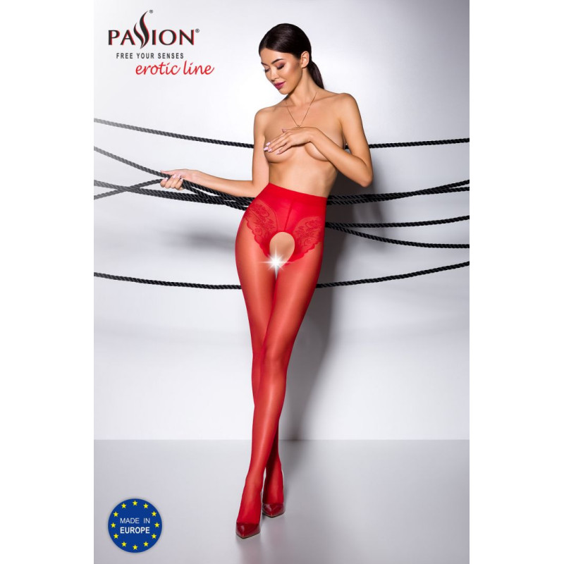 TI006R Collants ouverts 30 DEN - Rouge