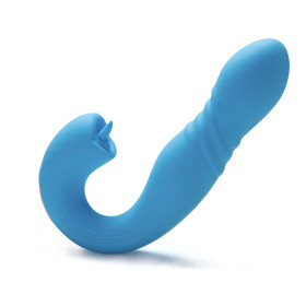 JOI THRUST bleu - Vibromasseur point G - lèche-clitoris - va et vient contrôlé par application