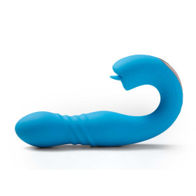 JOI THRUST bleu - Vibromasseur point G - lèche-clitoris - va et vient contrôlé par application