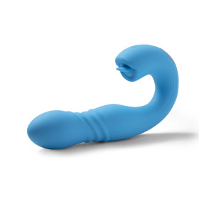 JOI THRUST bleu - Vibromasseur point G - lèche-clitoris - va et vient contrôlé par application