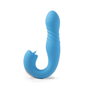 JOI THRUST bleu - Vibromasseur point G - lèche-clitoris - va et vient contrôlé par application