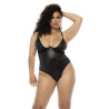 Bodystring Bibi grande taille en wetlook noir avec armatures