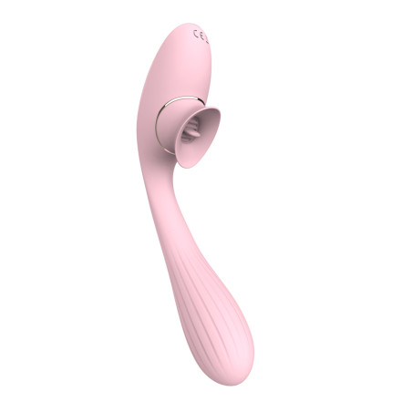 2 en 1 Stimulateur de clitoris avec langue et vibromasseur pour G USB flexible rose DISA - WS-NV025PNK